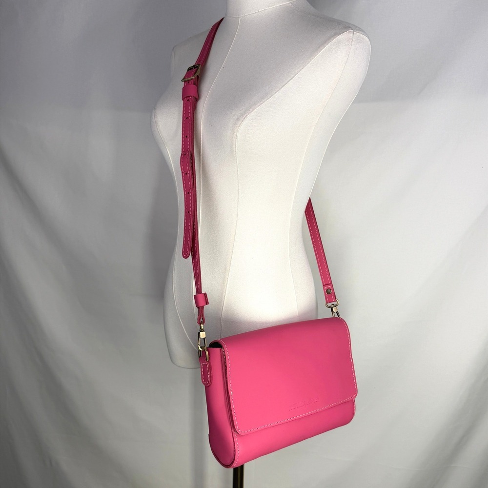 Portland Leather Goods Hot Pink Metro Crossbody Bag Purse Minimalist Artisan - Picture 2 of 10